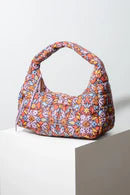 Quilted Zipper Tote, Floral Ikat