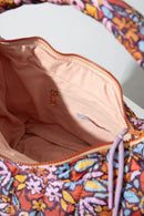 Quilted Zipper Tote, Floral Ikat